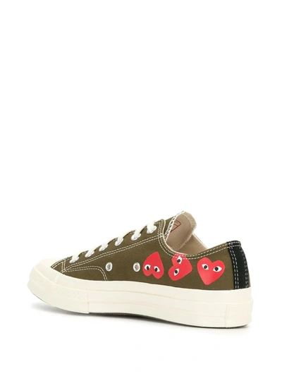 Shop Comme Des Garçons Signature Red Heart Print Sneakers In Green