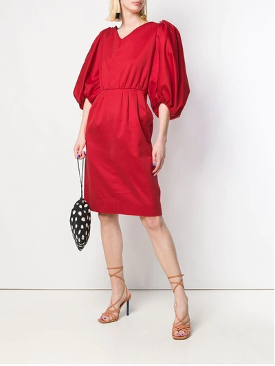 Pre-owned Saint Laurent Balloon Sleeves Dress In Red