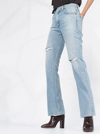 Shop Citizens Of Humanity Wide Leg Ripped Jeans In Blue