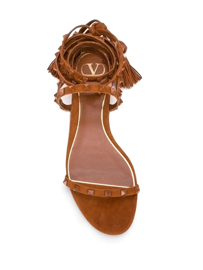 Shop Valentino Rockstud Flair Sandals In Brown