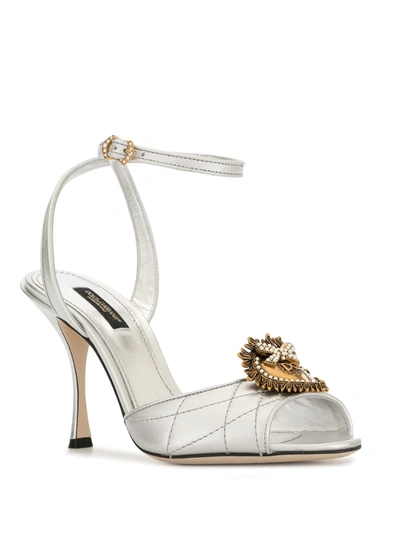 Shop Dolce & Gabbana Devotion 90mm Sandals In Silver