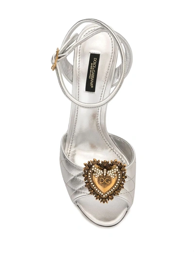 Shop Dolce & Gabbana Devotion 90mm Sandals In Silver