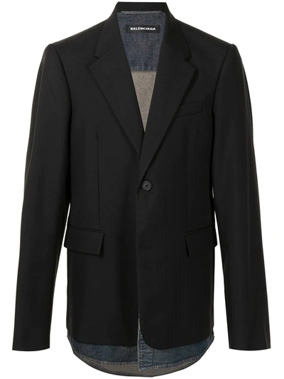 Shop Balenciaga Oversized Layered Blazer In Black