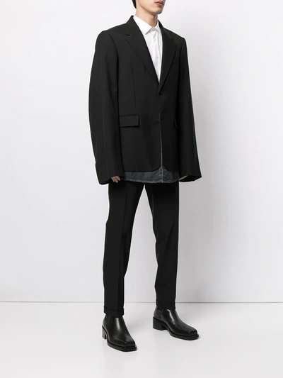 Shop Balenciaga Oversized Layered Blazer In Black
