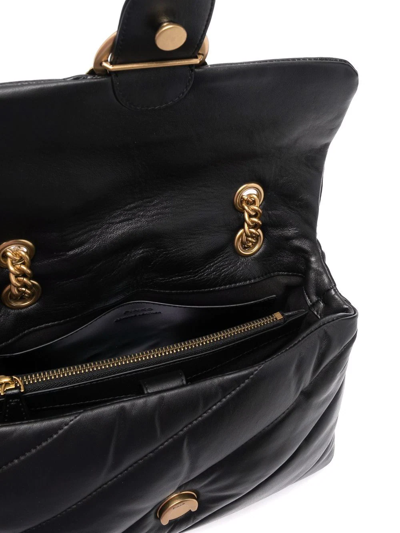 Shop Pinko Love Quilted Shoulder Bag In Black