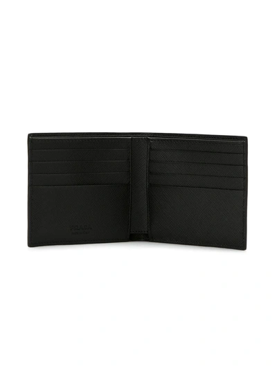 Prada Logo Plaque Bi-fold Wallet In Black