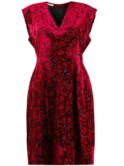 Pre-owned Prada 2000's Leopard Pattern Dress In Red