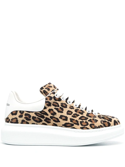Shop Alexander Mcqueen Oversized Leopard-print Sneakers In Neutrals
