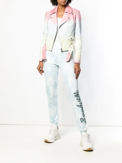 Philipp Plein Beverly Hills Crystal Embellished Track Pants In Blue