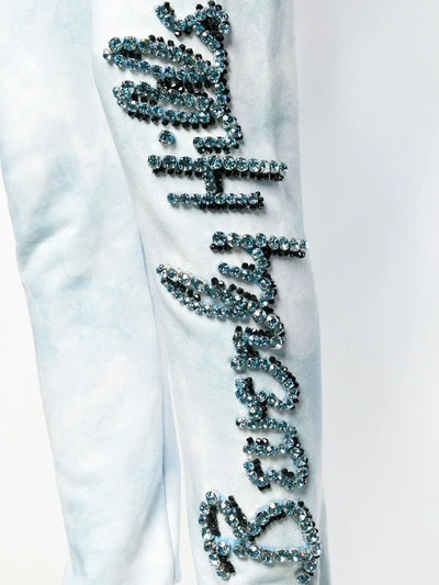 Philipp Plein Beverly Hills Crystal Embellished Track Pants In Blue