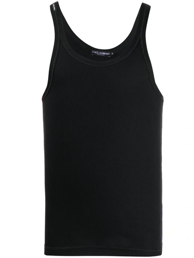 Shop Dolce & Gabbana Fine-rib Cotton Tank Top In Black