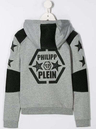 Shop Philipp Plein Logo Print Hoodie In Grey