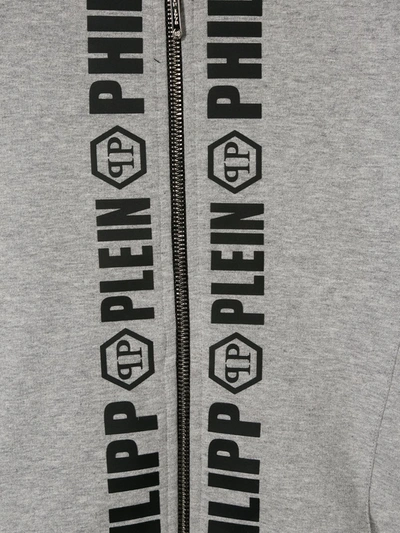 Shop Philipp Plein Logo Print Hoodie In Grey