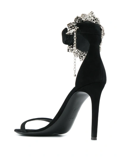 GIUSEPPE ZANOTTI FLEUR HIGH-HEELED SANDALS - 黑色