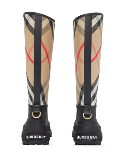 Shop Burberry Vintage Check-print Rain Boots In Black
