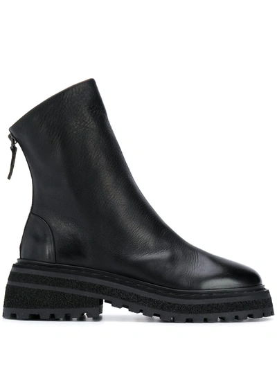 Marsèll Chunky Sole Leather Ankle Boots In Black