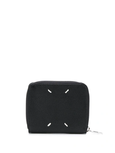 Shop Maison Margiela Zip-around Grainy Leather Wallet In Black