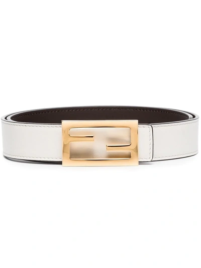 Shop Fendi Baguette Reversible Belt In White