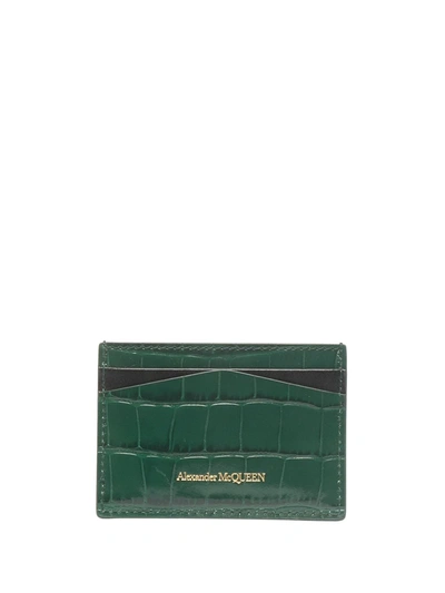 Shop Alexander Mcqueen Crocodile Effect Card Slot In Green