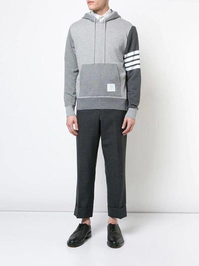 Shop Thom Browne 4-bar Tonal Fun-mix Hoodie In Grey