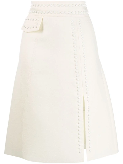 Shop Giambattista Valli Stud-embellished Midi Skirt In White
