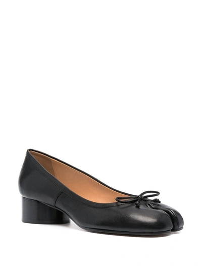 Shop Maison Margiela Tabi 30mm Leather Ballerina Pumps In Black