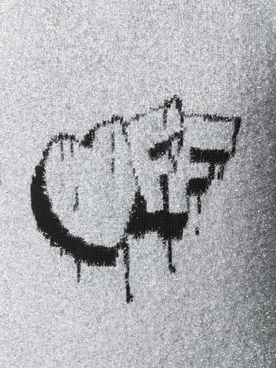 Off-white Fuzzy Logo-intarsia Crewneck Sweater In Silver