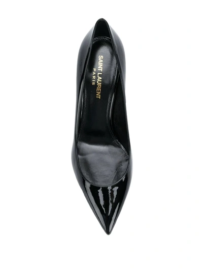Saint Laurent Opyum Logo Heel Patent Leather Courts In Black