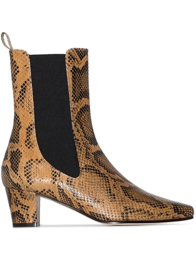 Shop Paris Texas Python-print 50mm Ankle Boots In Brown