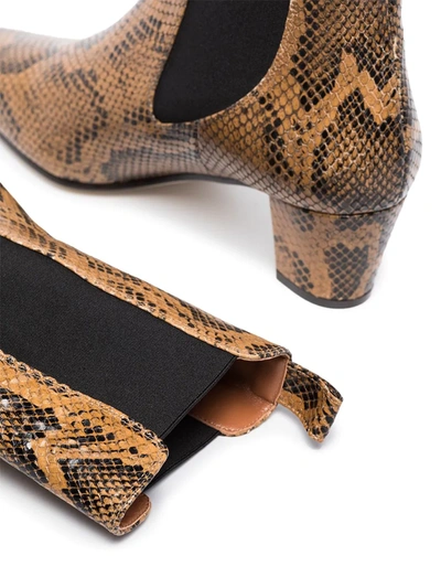 Paris Texas Snake-effect Leather Ankle Boots In Brown