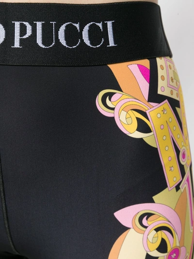Shop Emilio Pucci Printed Cropped Leggings In Black