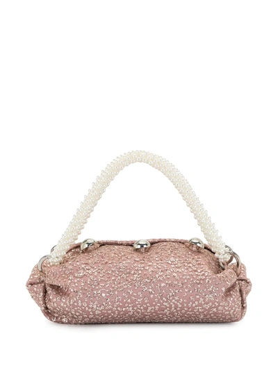 Shop 0711 Nino Sparkly Bronze Small Tote Bag In Pink