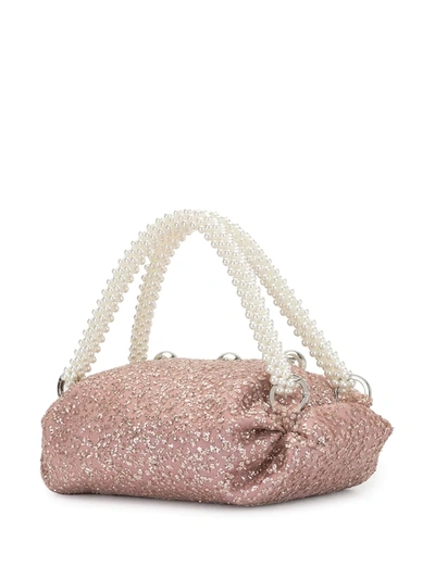 Shop 0711 Nino Sparkly Bronze Small Tote Bag In Pink