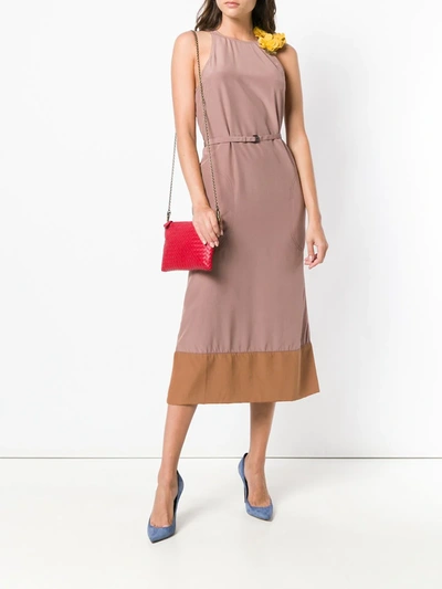 Shop Bottega Veneta Colour-block Midi Dress In Neutrals