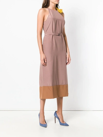 Shop Bottega Veneta Colour-block Midi Dress In Neutrals