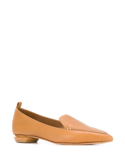 Nicholas Kirkwood Beya Point-toe Grained-leather Loafers In Orange ...