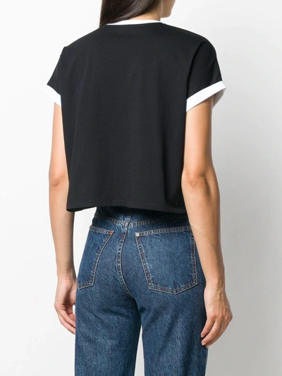 Shop Balmain Cropped Logo T-shirt In Black