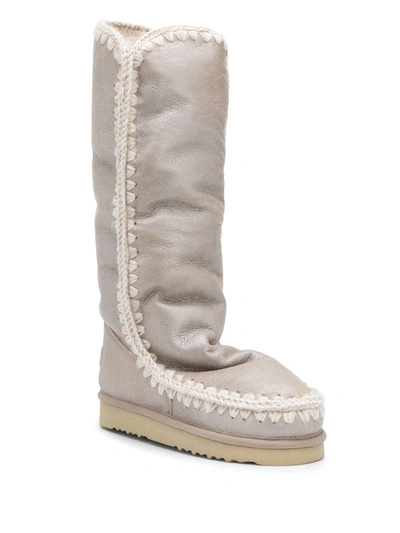 Shop Mou Eskimo 40 Metallic-finish Boots In Stme Stone Metallic