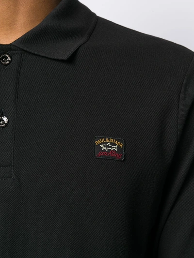 Shop Paul & Shark Logo Embroidered Polo Shirt In Black