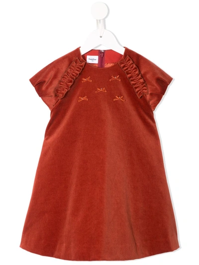 Familiar Bow Detail Dress In Brown