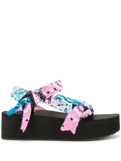 Shop Arizona Love Bandana Wrapped Platform Sandals In Black