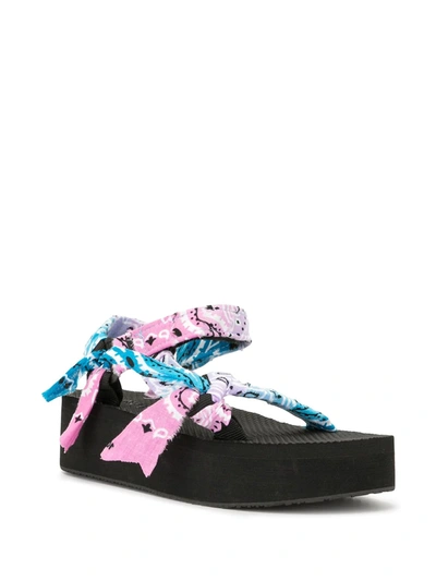 Arizona Love Bandana Wrapped Platform Sandals In Black