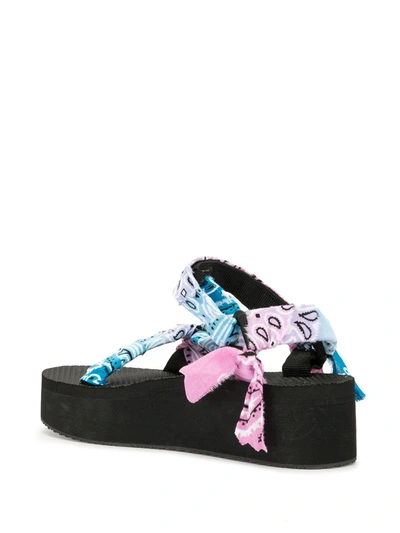 Arizona Love Bandana Wrapped Platform Sandals In Black