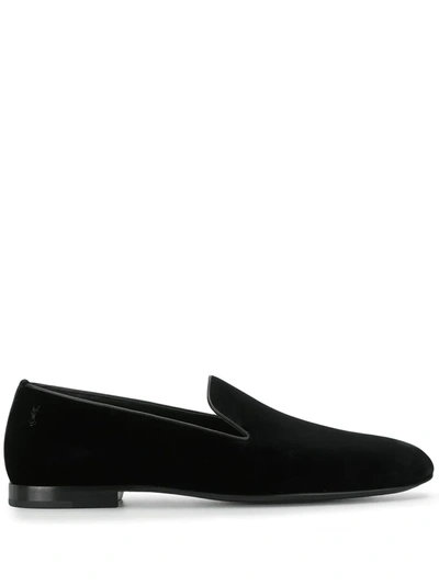 Shop Saint Laurent Almond-toe Slippers In Black