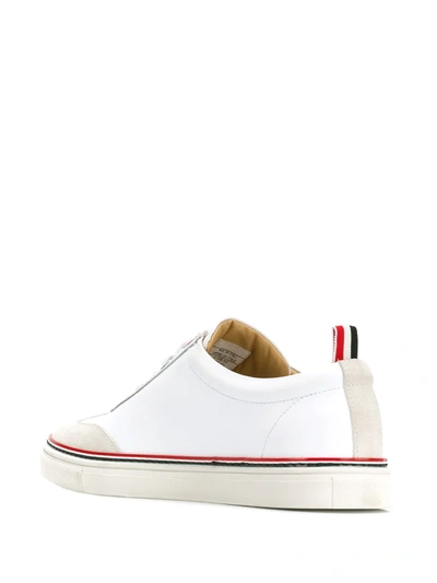 Shop Thom Browne Low-top Calfskin Sneakers In White