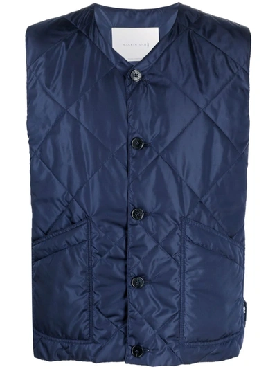 Shop Mackintosh Hig Quilted Liner Vest In Blue