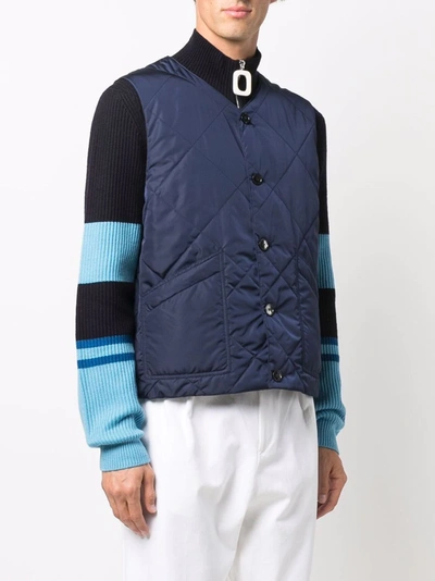 Shop Mackintosh Hig Quilted Liner Vest In Blue