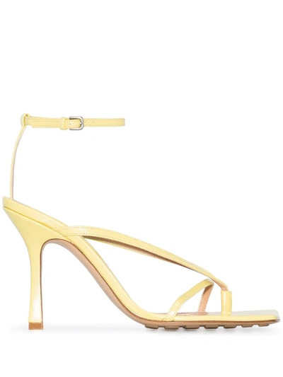 Shop Bottega Veneta 90mm Square-toe Leather Sandals In Yellow