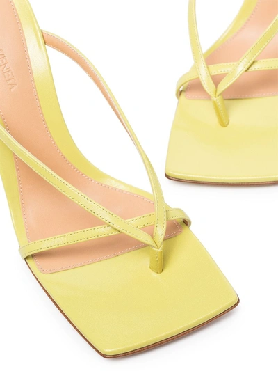 Shop Bottega Veneta 90mm Square-toe Leather Sandals In Yellow