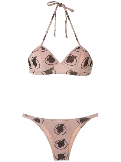 Shop Amir Slama Printed Bikini Set In Neutrals